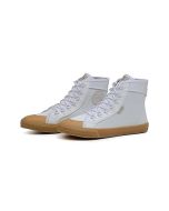 Mika White Canvas Shoes for Men & Women - Handmade Classic Lace Up High Top Fashion Sneakers Comfortable Walking Shoes - Made with Recycled Cotton Canvas